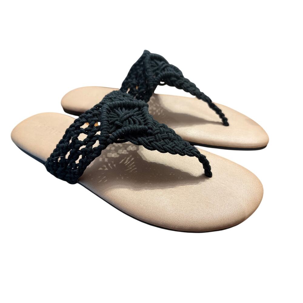 Torrid Women's Black Crochet Macrame Flip Flop Thong Sandals Size 10.5 WW 10 1/2